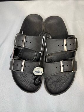 3/$15* Black Double-Buckle Slide Sandals Men’s W/Cork Style Bottom NWT